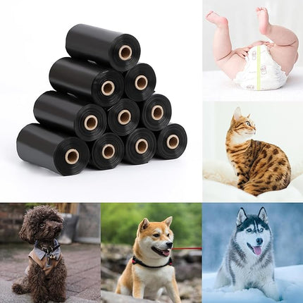 Dog Poop Bags Rolls Refill: TVOOD 280 Count Unscented Doggie Poop Bags with Dispenser Leak Proof and Thick Poo Bag for Pet Waste (Black)