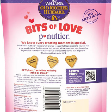 Old Mother Hubbard Wellness Bits of Love P-Nuttier Dog Biscuits, Natural, Seasonal, Valentine's Day Treats, Peanut Butter Flavor, (6 Ounce Bag)