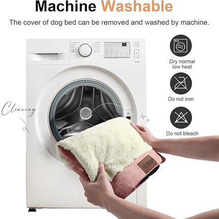 Large Dog Bed Orthopedic Washable: Jumbo Dog Bed Bolster Extra Large Dogs Egg Crate Foam Sofa Couch Waterproof Removable Cover - Pink