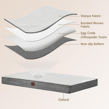 EHEYCIGA Orthopedic XXL Dog Beds for Jumbo Dogs with Removable Washable Cover, Beige, 50x36