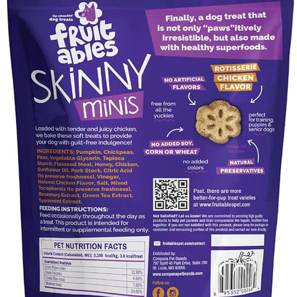 Fruitables Skinny Minis Dog Treats, Healthy Pumpkin Treat for Dogs, Low Calorie & Delicious, Puppy Training, No Wheat, Corn or Soy, Made in The USA, Rotisserie Chicken Flavor, 5oz (Pack of 2)