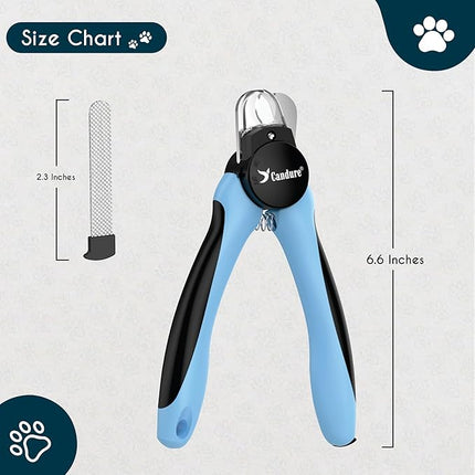 Candure LED Dog Nail Clippers with Light - Pet Nail Clippers with Light for Dogs & Cats, Sharp Stainless Steel Blades for Thick Nails, Safe Grooming Trimmer with Nail File (Sky Blue)