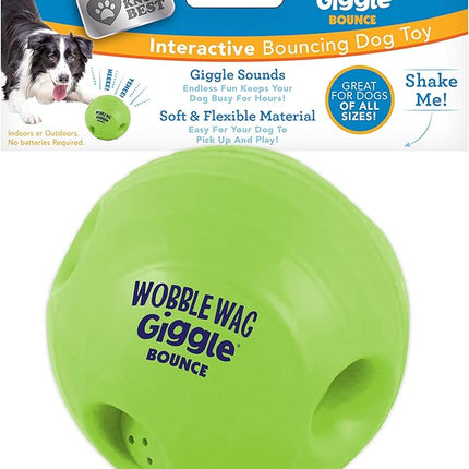 Wobble Wag Giggle Bounce Interactive Dog Toy- Sound Making Bouncing Ball for Dogs Ages Indoor & Outdoor Play, Soft & Durable with Easy Grip Design- Pets Know Best