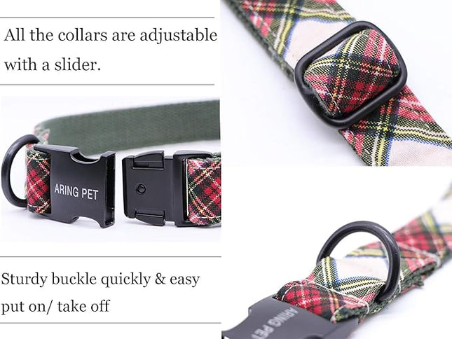 ARING PET Christmas Dog Collar Bowtie, Cute Red Green Xmas Holiday Pet Collars with Bow for Puppy Small Medium Large Boy Girl Dogs-M