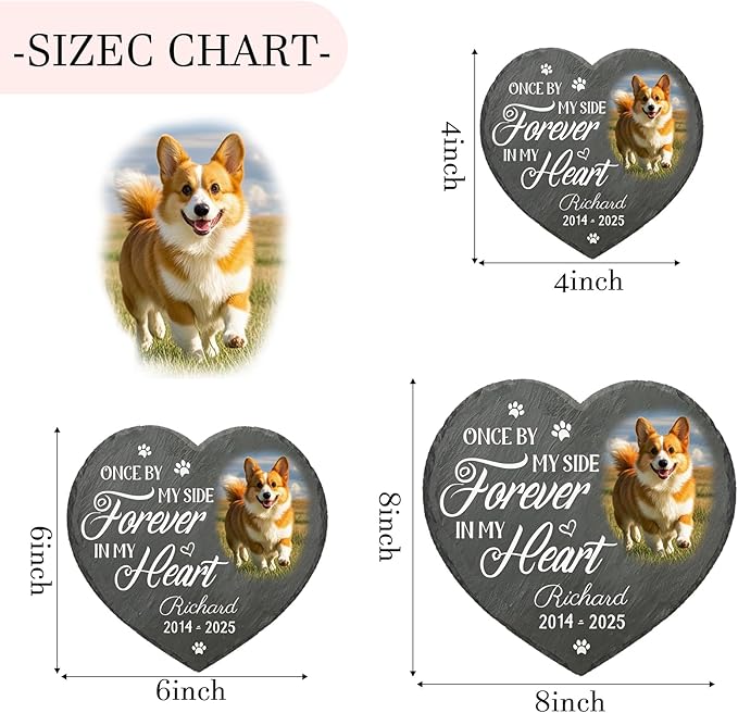 Personalized Pet Memorial Stone - Custom Dog Grave Marker with Name & Photo - Sympathy Gifts for Loss of Beloved Dog - Cemetery Decor - Rainbow Bridge Memorial for Dogs (Style A)