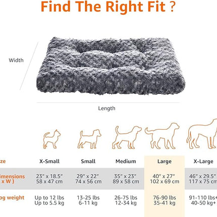 Amazon Basics Cat and Dog Bed and Crate Pad, Machine Washable, Indoor, 40 x 27 x 3.5 inches, Gray