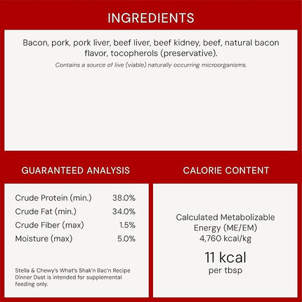 Stella & Chewy's Freeze-Dried Raw Marie's Magical Dinner Dust - Premium Bacon Dog Food Topper with Organic Fruits & Vegetables - Perfect for Picky Eaters - 7oz