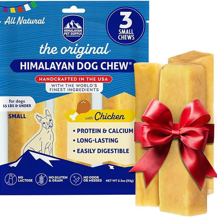 Himalayan Chew Original Yak Cheese Chew, Chicken, 3 Small Sticks, 1.1 oz, Gluten Free, Healthy Treats, Grain & Lactose Free 100% Natural, Long Lasting Chews for s Under 15 lbs