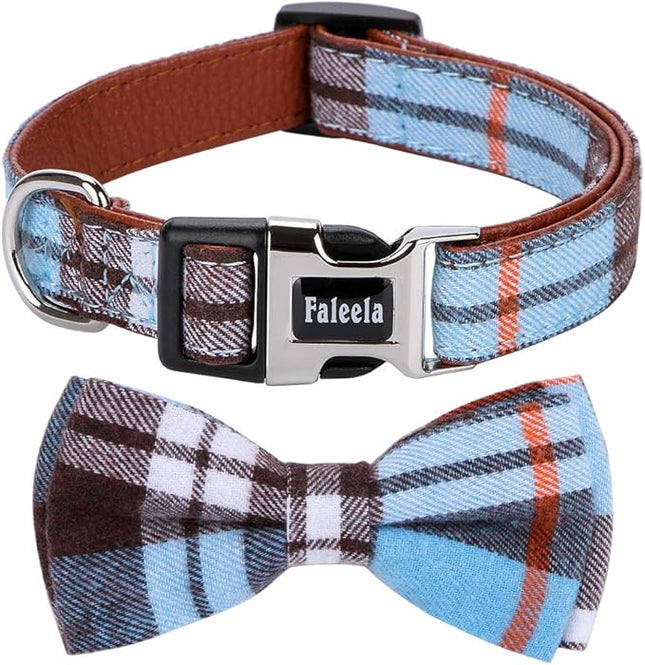 Faleela Soft &Comfy Bowtie Dog Collar,Detachable and Adjustable Bow Tie Collar,for Small Medium Large Pet (S, Blue)