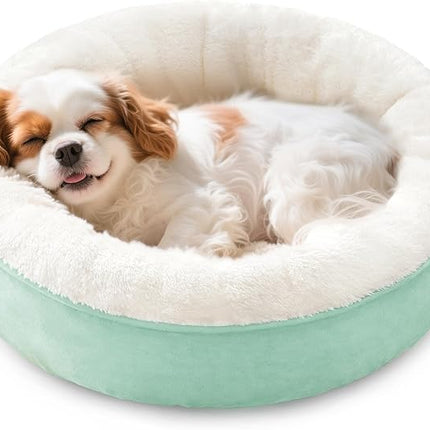 Love's cabin Round Donut Cat and Dog Cushion Bed, 25in Pet Bed for Small or Medium Dogs, Anti-Slip & Water-Resistant Bottom, Soft Durable Fabric Pet Beds, Washable Calming Cat & Dog Bed Teal
