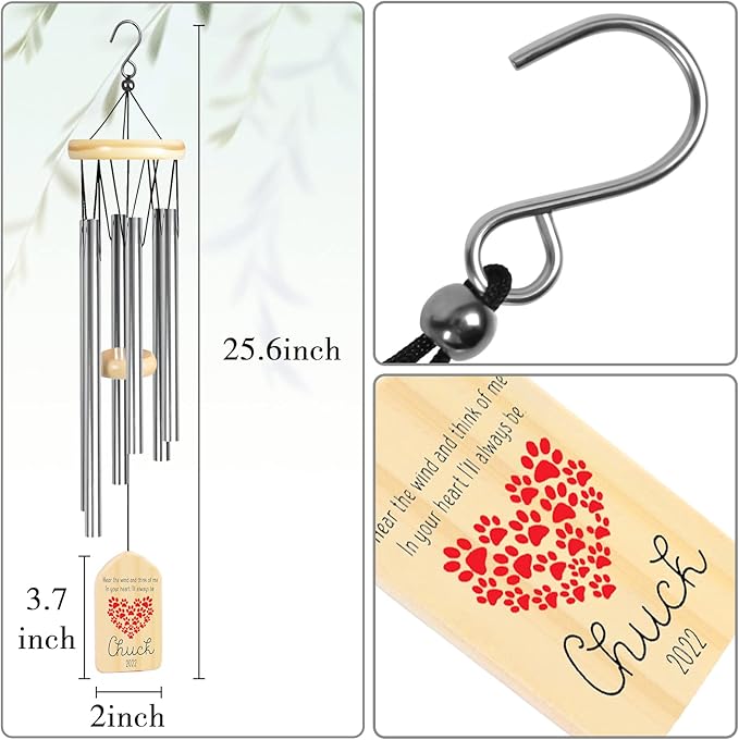 Dog Memorial Gifts, Jocidea Personalized Pet Memorial Wind Chime, Loss of Dog Sympathy Gift, Pet Remembrance Gifts, in Memory of Dog Cat, Loss of Pet - I'll Always Be