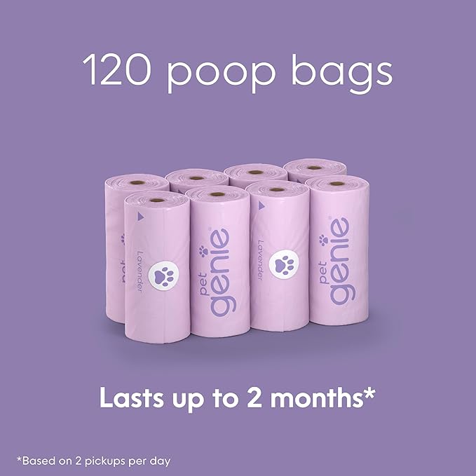Dog Poop Bags Rolls Scented, Extra Strong & Leak-Proof for Dogs, Lavender Scented, Easy Tear Pet Waste Bags, Made from 65% Recycled Plastic, 8 Rolls (120 Count)