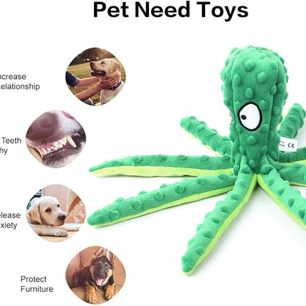 Dog Squeaky Toys Octopus - No Stuffing Crinkle Plush Toys for Puppy Teething, Durable Interactive Chew Toys for Small, Medium and Large Dogs Training and Reduce Boredom, 2 Pack
