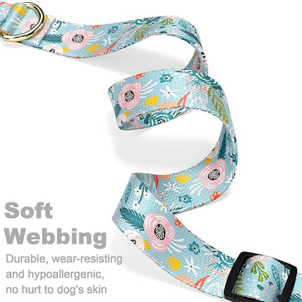 Rnivvi Dog Collar for Small Dogs, Cute Floral Heavy Duty Adjustable Puppy Collar with Quick Release Buckle for Boy Girl & Female, Pet Accessories for Walking Running, XS Length 5/8" Width, Blue