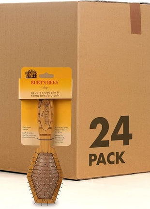 Burt's Bees for Pets Double Sided Pin Brush & Hemp Bristle Dog Brush | Best All-Purpose Dog Brush To Reduce Shedding | Easy to Use Dog Brush for All Dogs | Ideal for Daily Grooming, 24 Pack