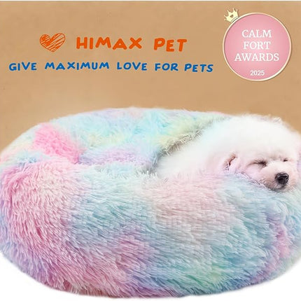 Himax Small Dog Bed, Fluffy Dog Bed with Blanket Attached, Cat Bed Washable, Multi-Colored (20"/26"/35")…