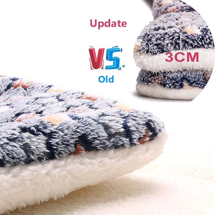 FJWYSANGU Fluffy Pet Cat Blanket Soft Coral Velvet Pet Puppy Cushion Mat Warm Cover Soft Pad Mat(Star V2/Dark Blue,Medium)