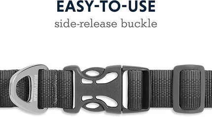 Ruffwear, Front Range Dog Collar, Adjustable Tubelok Webbing, Lightweight, Side Release Buckle, Aluminum V-Ring, Durable for Everyday Use, Twilight Grey, 20"-26"