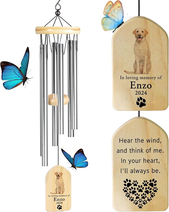 Dog Memorial Gifts for Loss of Dog, PEMIRSAYO Pet Memorial Wind Chime, Pet Memorial Gifts for Dogs, Pet Sympathy Gifts for Dogs, Pet Remembrance Gift Dog, Pet Loss Gifts