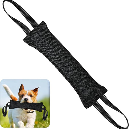 Dog Tug Toy Dog Bite Pillow Pull Toy with 2 Strong Handles Perfect for Tug of War, Puppy Interactive Play, Tear Resistant Bite Training Toys for Small Medium Large Dogs (Dark Black-Line)