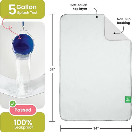 IMPROVIA® Washable Underpads, Heavy Absorbency Reusable Incontinence Pads for Kids, Adults, Elderly, and Pets - Waterproof Protection Floor White & White (2 Pack - 34x52)