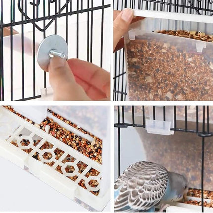 Parrot Automatic Feeder,No-Mess Bird Feeder,Cage Accessories for Budgerigar Canary Cockatiel Finch Parakeet Seed Food Container by Old Tjikko (Screw-Fixed Bird Feeders)