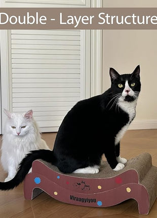 Cat Scratcher, Cat Scratching Board, Cat Scratcher Set, Scratch-Resistant Cat Scratching Post Large (20L X 4H in.) and Small (16.5L X 2.5H in.), Corrugated Cardboard