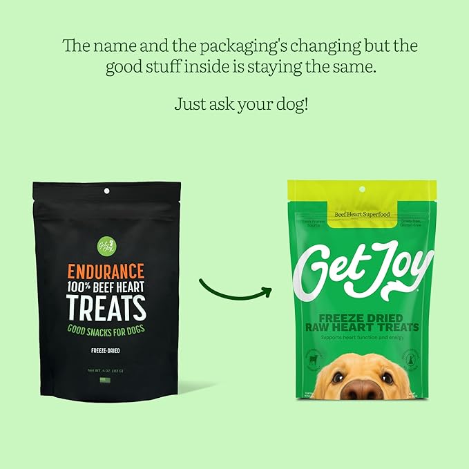 Get Joy Freeze Dried Superfood 100% Beef Heart Dog Treats, 4 Ounce Bag (Pack of 3), Single Ingredient Organ Meat, High Protein, Heart Health, Energy, Grain Free, Gluten Free, Made in USA