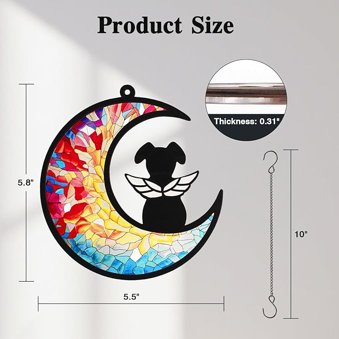 Dog Memorial Suncatcher, Dog Memorial Gifts for Loss of Dogs, Custom with Name Date Pet Sympathy Gifts for Grief Puppy Lovers, Personalized Pet Remembrance Ornaments for Window Hanging