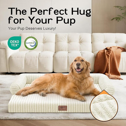 Dog Beds Large Size Dog, Waterproof Memory Foam Large Dogs Bed with Sides, Non-Slip Bottom and Orthopedic Foam Pet Couch Bed with Washable Removable Cover