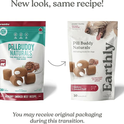 Earthly Pill Buddy Naturals - Beef Recipe Pill Hiding Treats for Dogs - Make A Perfect Pill Concealing Pocket Or Pouch for Any Size Medication - 30 Servings