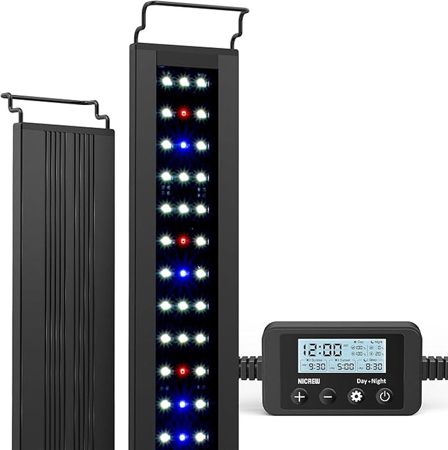 NICREW C10 Plants LED Aquarium Light, 12-18 in, 9 Watts, Full Spectrum Fish Tank Light with Timer, Day and Night Cycle, Brightness Adjustable