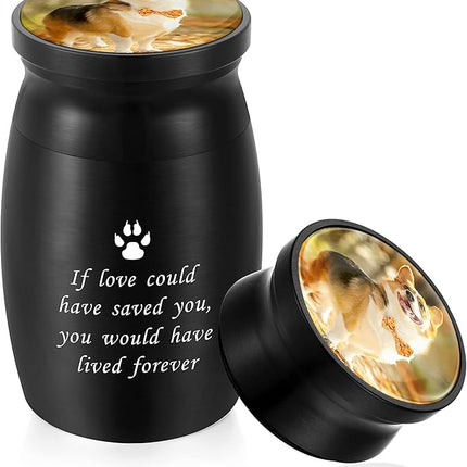 Personalized Photo 3 Inch Small Keepsake Aluminum Mini Cremation Urn for Pet Dog Ashes - Memorial Urn for Sharing Ashes - If Love Could Have Saved You