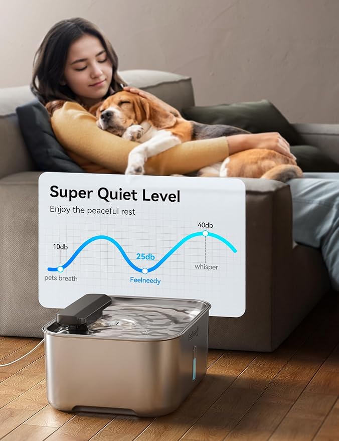 3 Gal Stainless Steel Dog Water Fountain for Large Dog, Pet Water Fountain, Dog Water Bowl Dispenser with Water Level Window, Super Quiet for S-L Dogs and Multi-Pet, Easy to Clean(FN-W13)