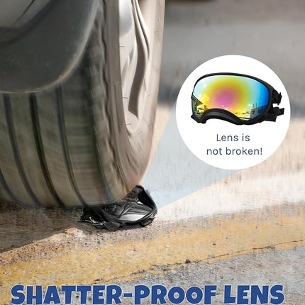 Large Dog Sunglasses, Dog Goggles Large Breed and Medium, UV Protection, Windproof, Dustproof and Snowproof. Shatterproof Lens, Adjustable Strap