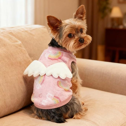 FLAdorepet 3 Packs Teacup Dog Cat XXS Clothes for Chihuahua Yorkie,Winter Warm Fleece Puppy Pet Clothes Sweater Shirt Vest for Mini Newborn Extra Small Dogs (Angel, XXXS(Pet Under 1LBS))