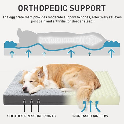 KSIIA Dog Crate Bed Waterproof for Large Dogs - Rose Velvet Soft Fluffy Washable with Removable Cover & Anti-Slip Bottom, 41 x 27 Inch, Light Gray