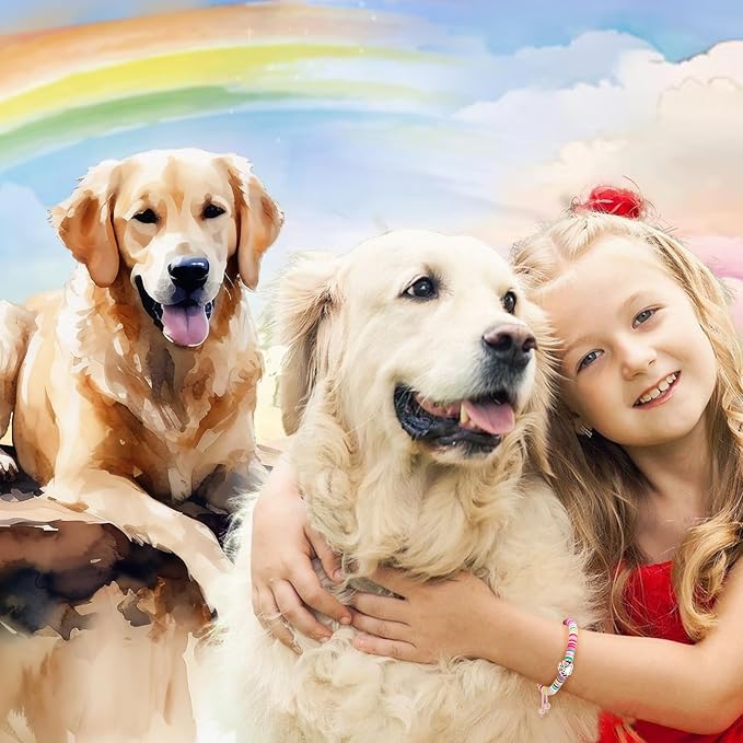 Dog Memorial Gifts for Loss of Dog, Pet Memorial Gifts for Dogs, Dog Passing Away Sympathy Gift, Rainbow Bridge Pet Memorial Bracelet for Men Women Who Loss of Dog Cat, Loss of Dog Sympathy Gift