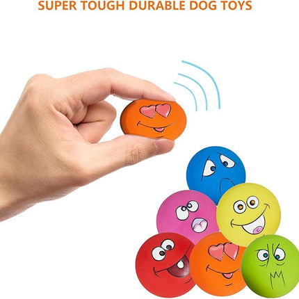 Dog Toy Squeaky Dog Toys Funny Face Chewing Latex Rubber Soft Fetch Play Interactive Dog Balls for Puppy Small Medium Pet Dog (6PCS)