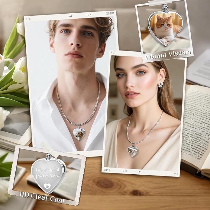 Custom Pet Necklace, Personalized Dogs Necklaces for Women, Dogs Remembrance Jewelry, Picture Necklace Personalized Photo, Customized Dog Memorial Gifts for Loss of Dog