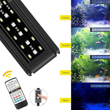 IREENUO Aquarium LED Light, Full Spectrum Fish Tank Clip on Light with Remote, Color Changing Lighting for Reef Coral Aquatic Plants and Fish Keeping (10W（11.8inch）)