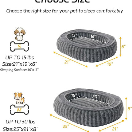 Small Dog Beds for Small Dogs, Washable Cat Beds for Indoor Cats with Anti-Slip Bottom, Supportive Soft Calming Sleeping Pet Bed for Puppy and Kitten, 21 inches, Grey
