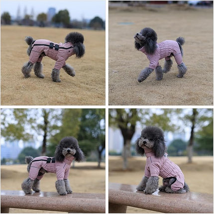Lotus Warm Dog Coat, Double Layers, Windproof & Waterproof, Reflective, Pink, Small to Large Sizes
