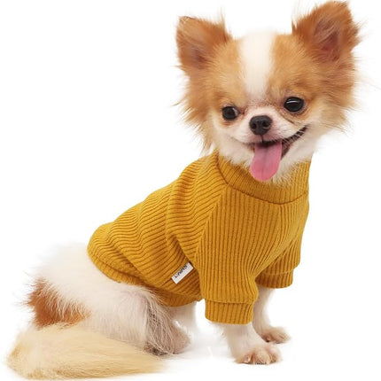 LOPHIPETS Small Dog Turtleneck Sweaters for Chihuahua Puppy Clothes-Yellow/XL