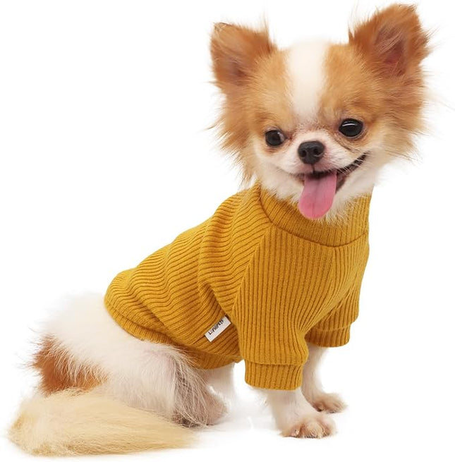 LOPHIPETS Small Dog Turtleneck Sweaters for Chihuahua Puppy Clothes-Yellow/M