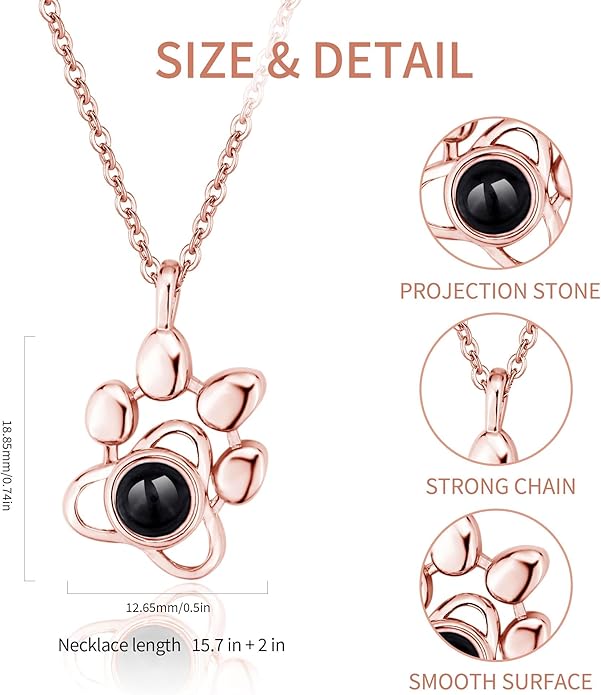 Easycosy Personalized Picture Necklace Projection Necklace with Photo Inside - Custom Photo Heart Pendant Necklace - Photo Gifts Valentines Birthday Love Memorial Gifts for Girlfriend Wife Women