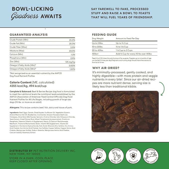 The Pets Table Mixed Grain Free and Grain Inclusive, Air Dried Dog Food 2 Pack - Beef & Berries + Chicken & Sweet Potato, 16 Ounce (Pack of 2)