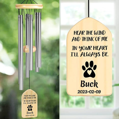Cat Memorial Gifts, Personalized Cat Memorial Wind Chimes, Pet Memorial Gifts, Pet Loss Gifts, Loss of Cat Sympathy Gift, Bereavement Gifts for Loss of Cat