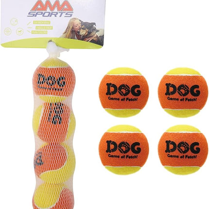 AMA SPORT Squeaky Tennis Balls for Dogs 2.0" Small Dog Tennis Balls for Throwing and Fetching Dog Toys for Training, Exercise, High Bouncing 4 Pack (Orange Yellow)