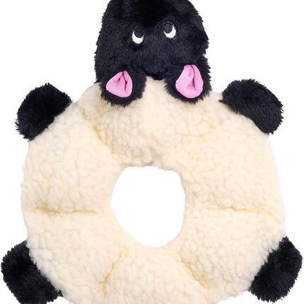 ZippyPaws Loopy - No Stuffing Dog Toys to Keep Them Busy, for Small, Medium, & Large Dogs, Squeaky Pet Toy for Boredom, Unstuffed Chew Toy, Soft Plush Puppy Products, Sheep - 10"